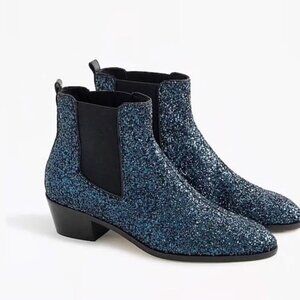 JCrew Collection Glitter Chelsea Ankle Boots, 10, Navy NWT Forever 21